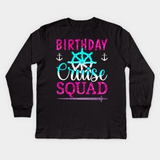 Birthday Cruise Squad King Crown Sword Cruise Boat Party Kids Long Sleeve T-Shirt